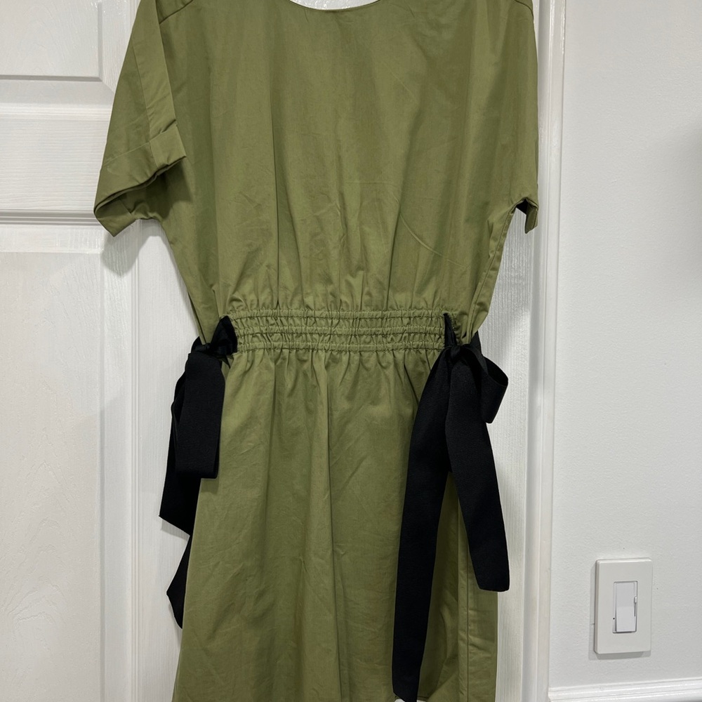 Zara Olive Mini Dress with Black Accents